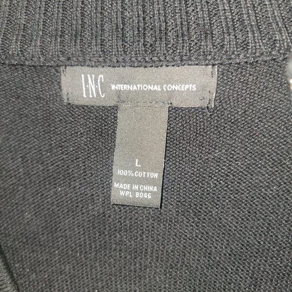 Mens Sz L INC international Concepts Black Nordic Zip Up Sweater Ski - Picture 3 of 4